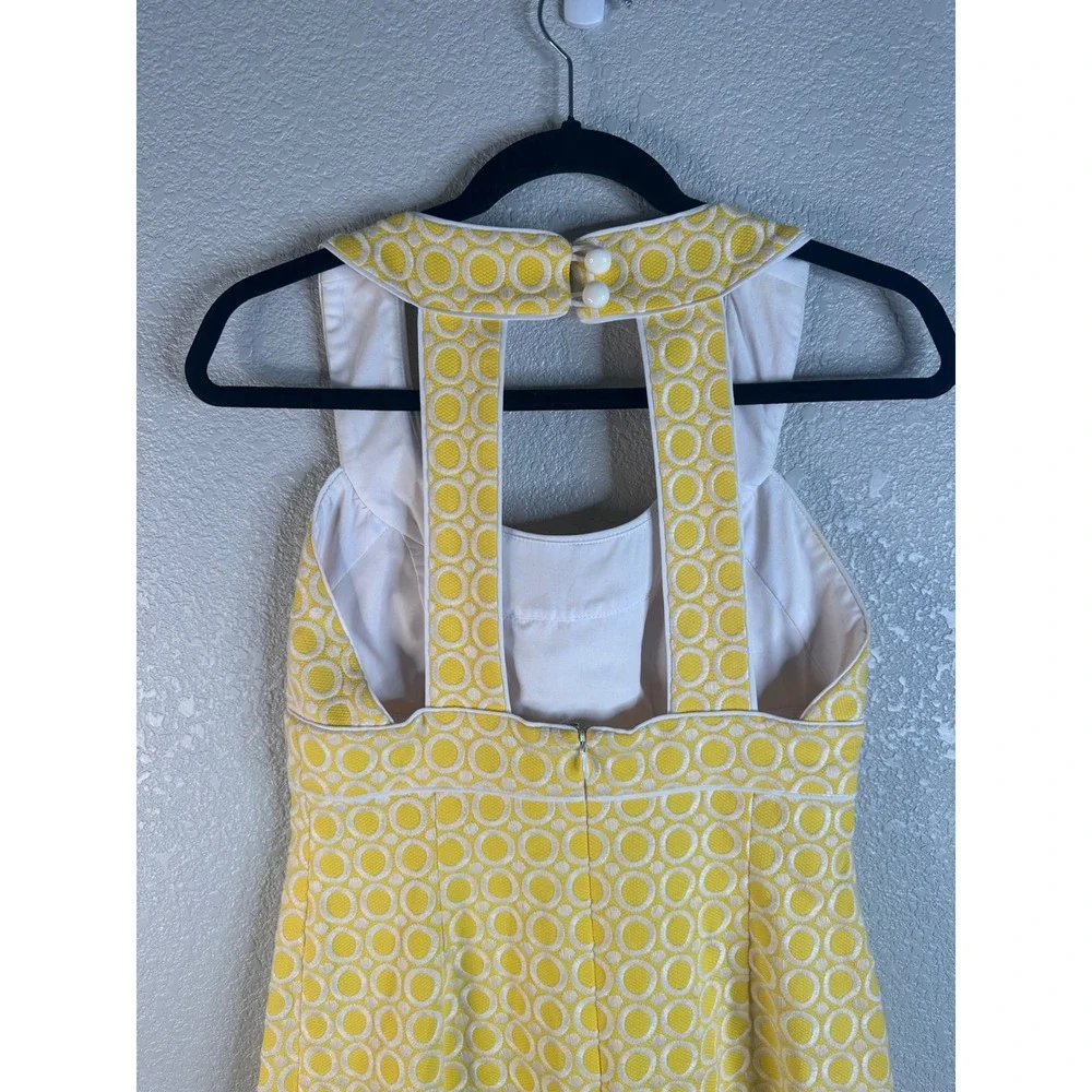 Shoshanna Women's Yellow Geometric Piqué Open Back Sheath Dress Size 4
